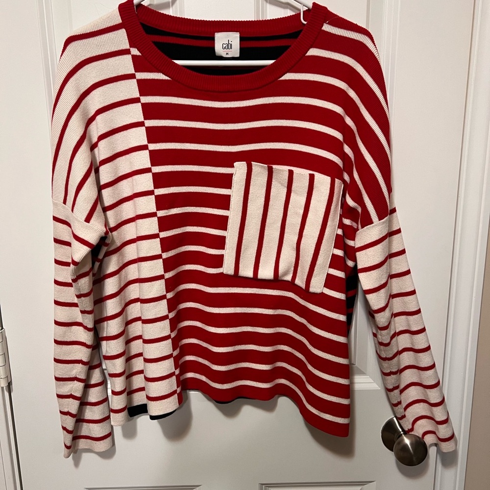 CAbi Red and White Striped Kids Sweater